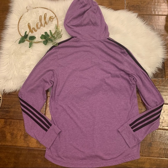 Adidas Women’s Top Hooded 3 Stripe Pullover - Picture 3 of 4